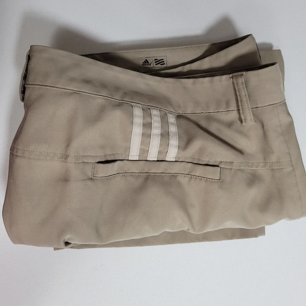 Adidas Climalite Golf Shorts Mens 40 Beige Chino Performance Flat Front Gorpcore